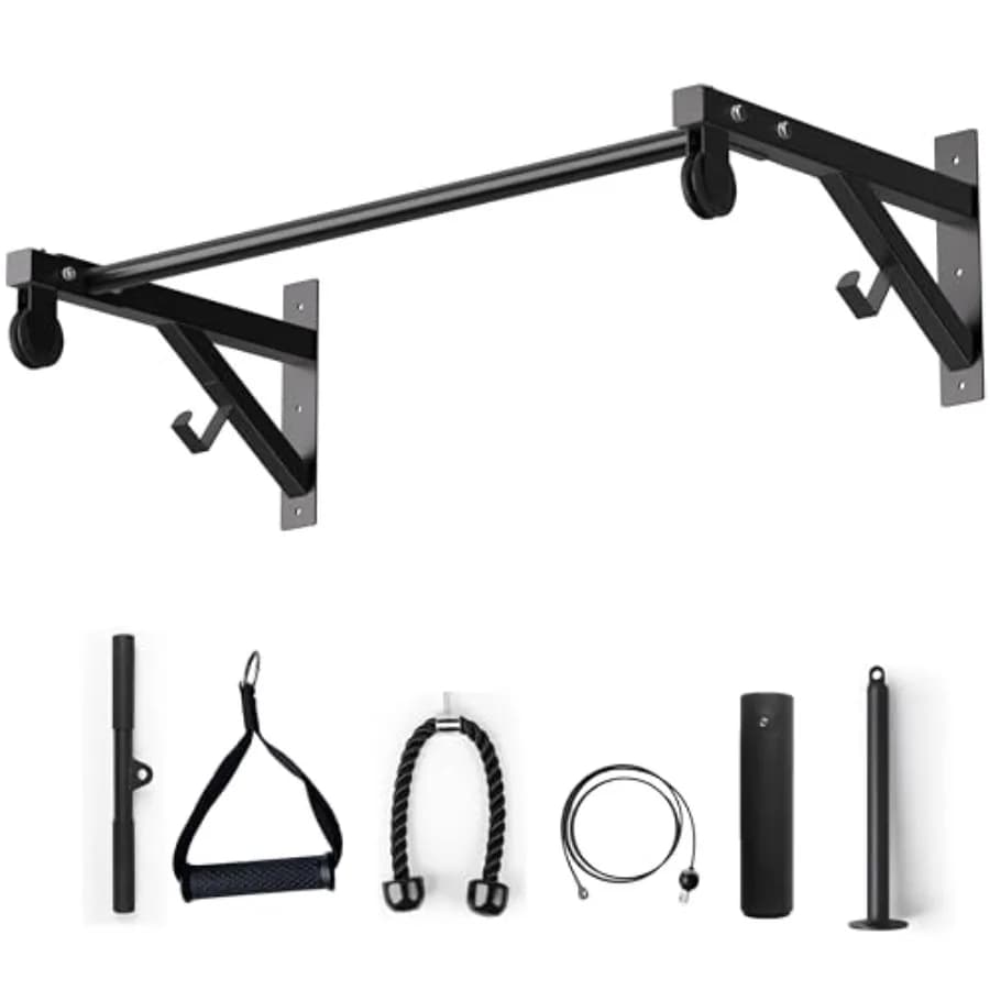 Home gym wall-mounted pull-up bar: heavy-duty steel, black, 650 lbs capacity, 48-inch multi-grip for total body workout in gara