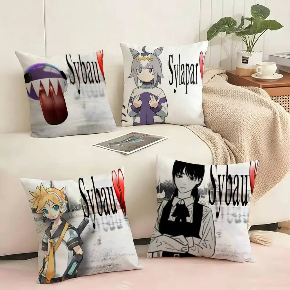 Funny Cartoon Sybau Custom Pillow Case Square Double-Sided Sofa Cushion Cover Bedroom Bedside Pillow Gift
