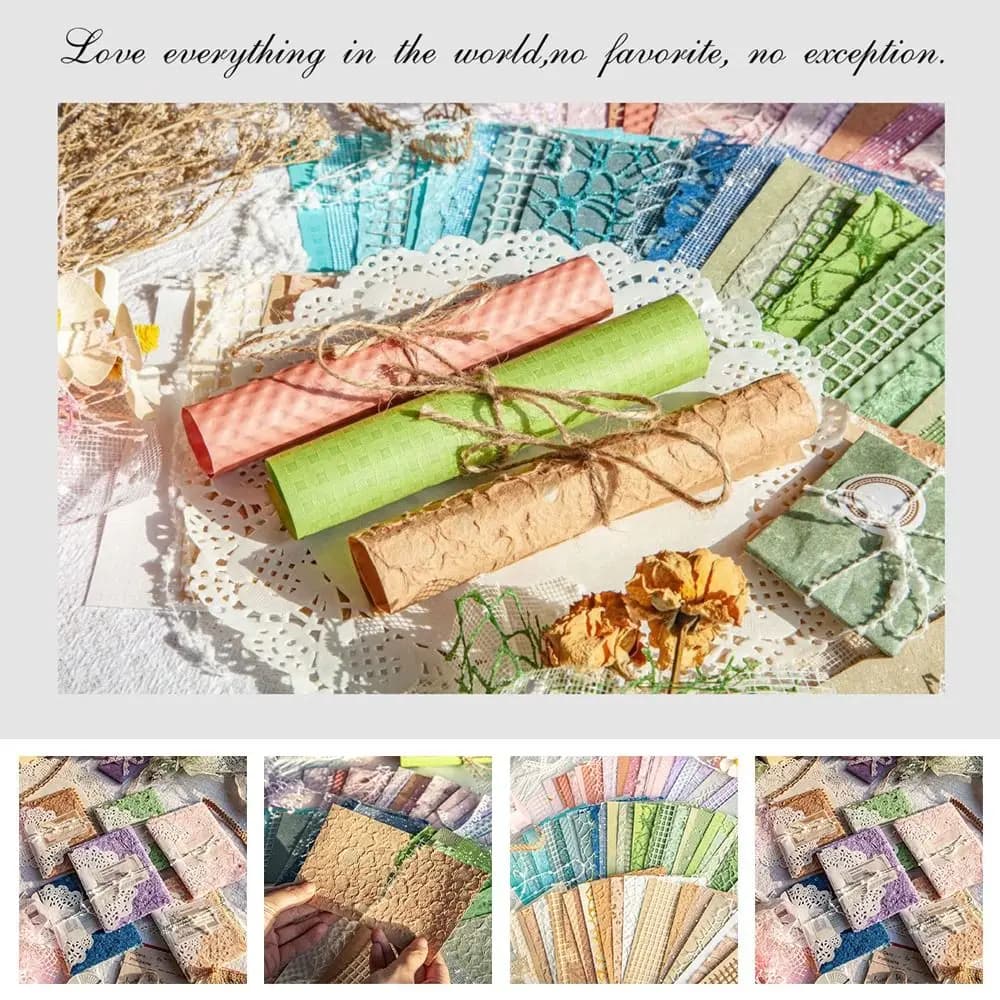 16PCS Multiple Materials Scrapbooking Kit Special Paper DIY Accessories Scrapbook Decorations Mesh Journal Material Ornament