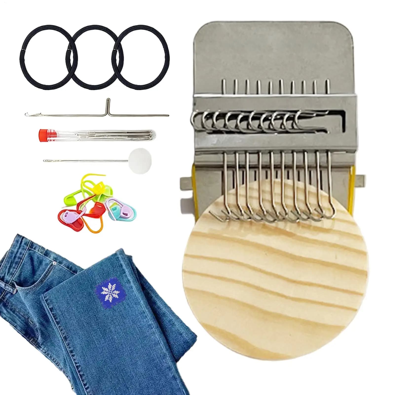 KnitPatchs Kit Portable Darning Loom For Beginners Kit For Holes Repair On Socks Clothes Tool Set Quickly Sewing Repair 28 Hooks