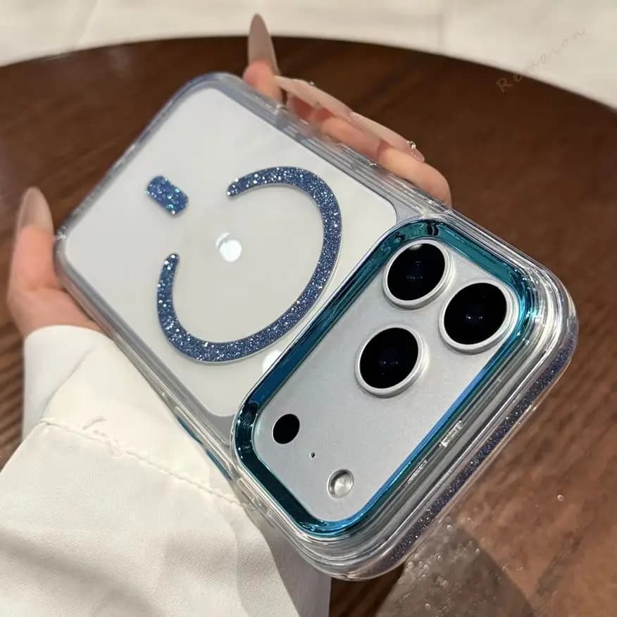 Bling Glitter Magnetic Phone Case For iPhone 17 Air 15 14 13 12 11 16 Pro Max 14 15 16 Plus Magsafe Protector Shockproof Cover