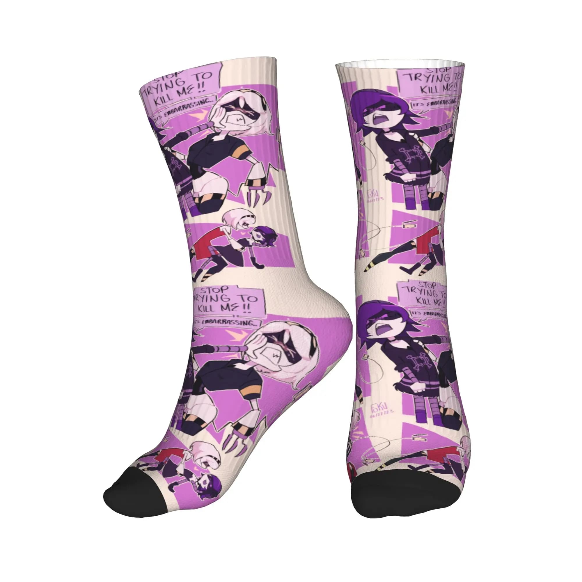 Men's and women's socks Murder Drones Collage Dress Socks, hot and fun, with Uzi Doorman pattern.