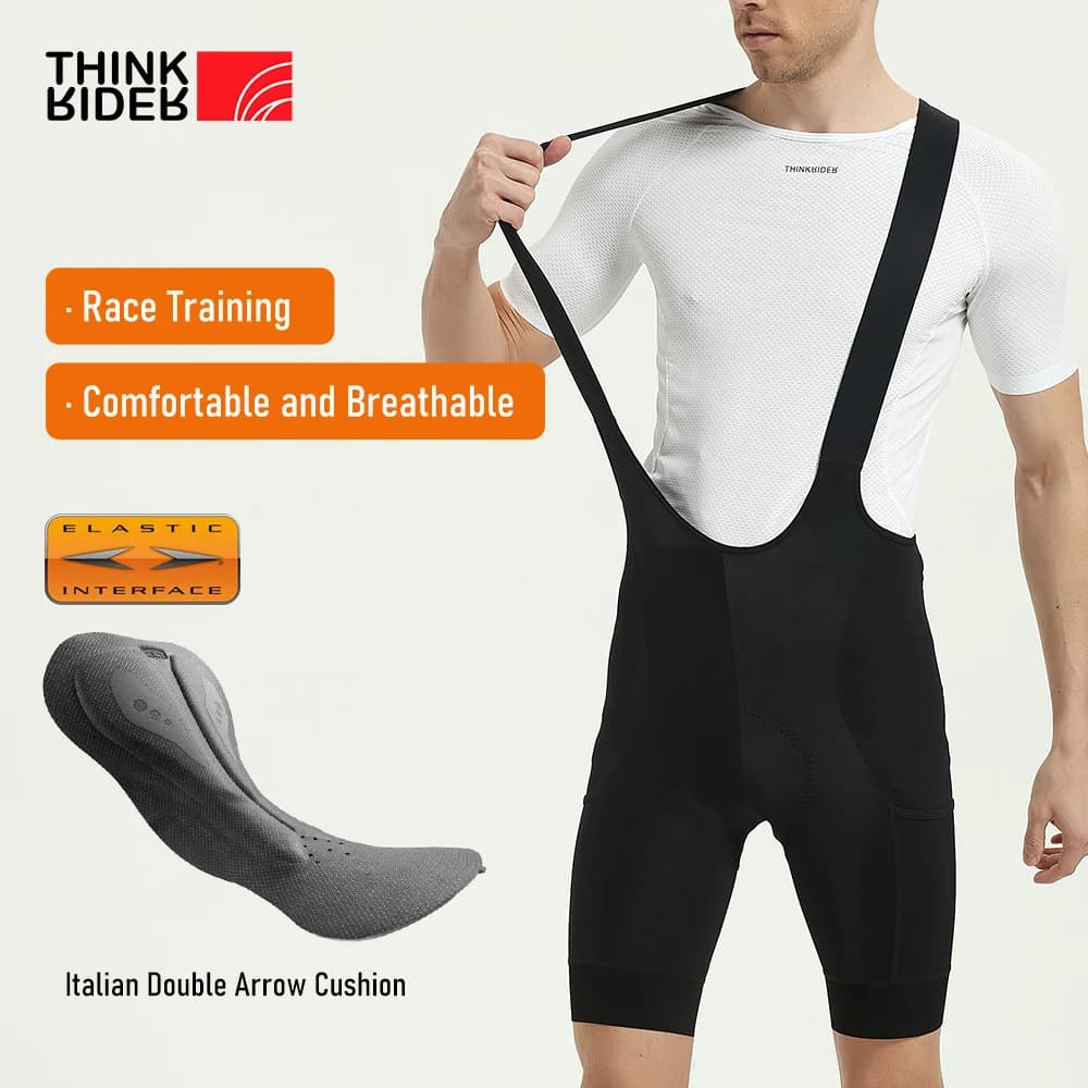 ThinkRider shorts with cycling straps man cycling clothing 3D padded elastic interface Extra long distance Pro pillow MTB Fit pants