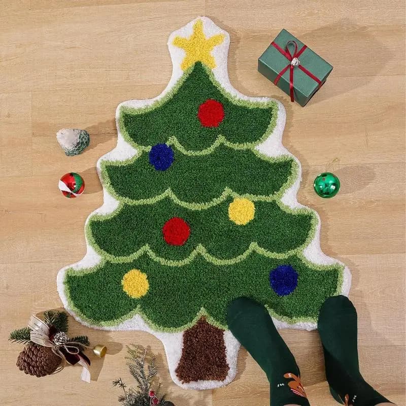 Tappeti natalizi per interni Tappetino per Babbo Natale Decor 16 X 24 pollici Albero di Natale Tappeti da bagno Tappeto da soggiorno Bagno lavabile assorbente