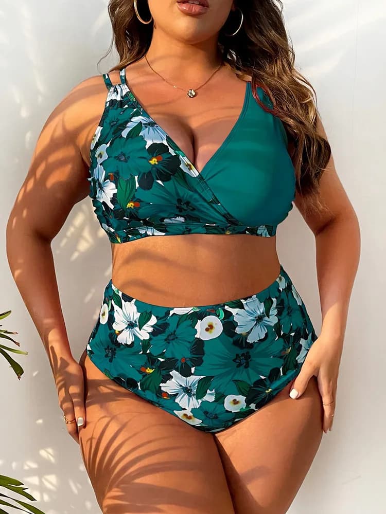 Bikini sexy Set Plus Size Costume da bagno Donna Tankini 2024 Stampa Costumi da bagno Donna Costume da bagno BeachWear Costume da bagno a due pezzi 5XL