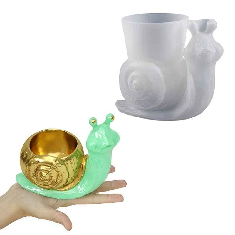 1pc 3D Snail Large Flower Pot Succulent Vase Silicone Mold For Concrete Plaster Epoxy Resin DIY Craft Home Gardening Decor