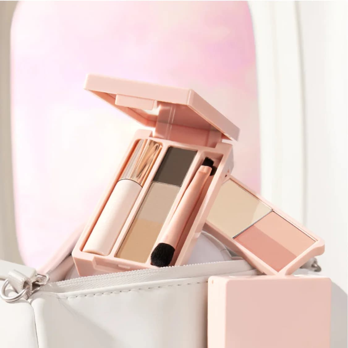Judydoll Scatola multifunzione portatile Evidenziatore Fard Mascara Ombretto Sopracciglio Pennello in polvere Cosmetici