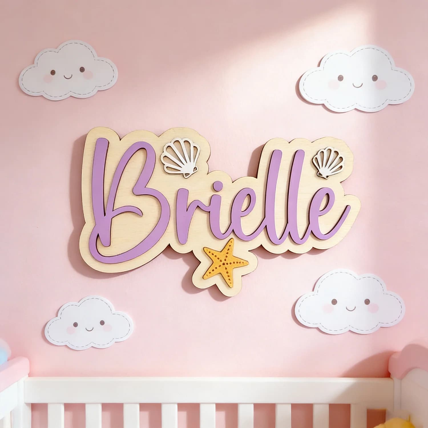 1pc Multi-layer Wall Wooden Decorative Plaque, Ocean Themed Decoration, Baby Room Decoration, Multi Scene Decoration Gift,