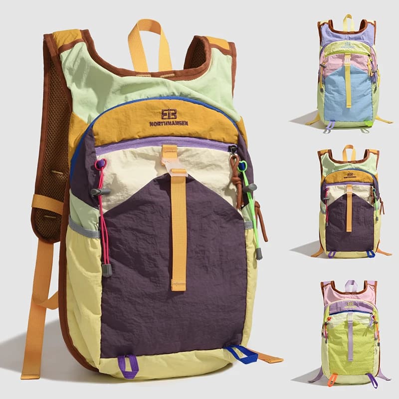 Zaino alla moda con colori a contrasto, zaino da esterno adatto per viaggi, sport ed escursioni