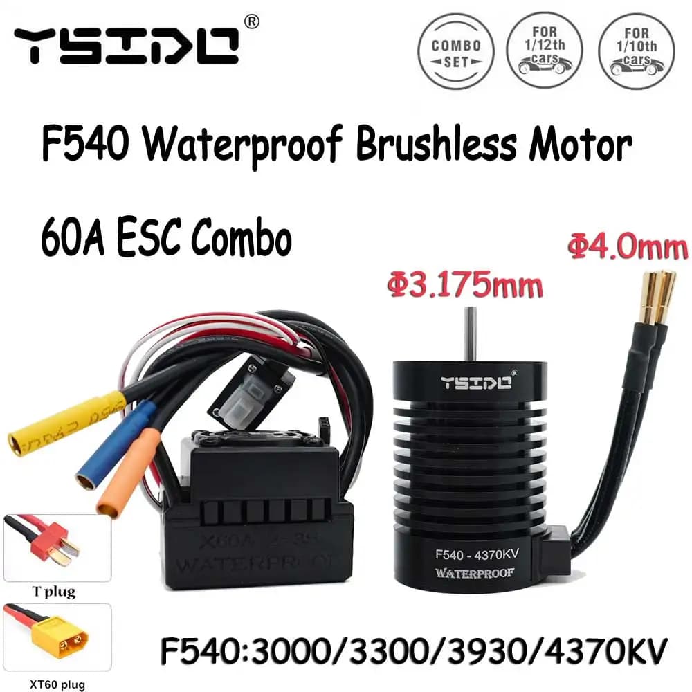 Motore brushless impermeabile senza sensore F540 3000/3300/3930/4370KV con ESC 60A Combo per auto fuoristrada assiale Traxxas 1/10 RC