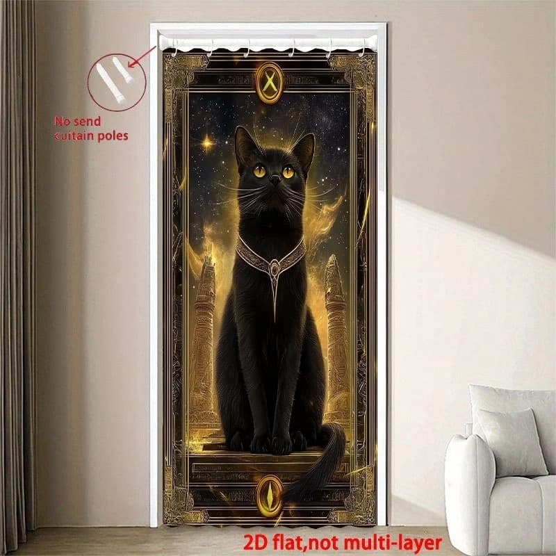 Tenda per porta con carte dei Tarocchi VIKAMA, decorata con motivi di gatti misteriosi e carte dei Tarocchi, adatta per tende decorative per la camera da letto