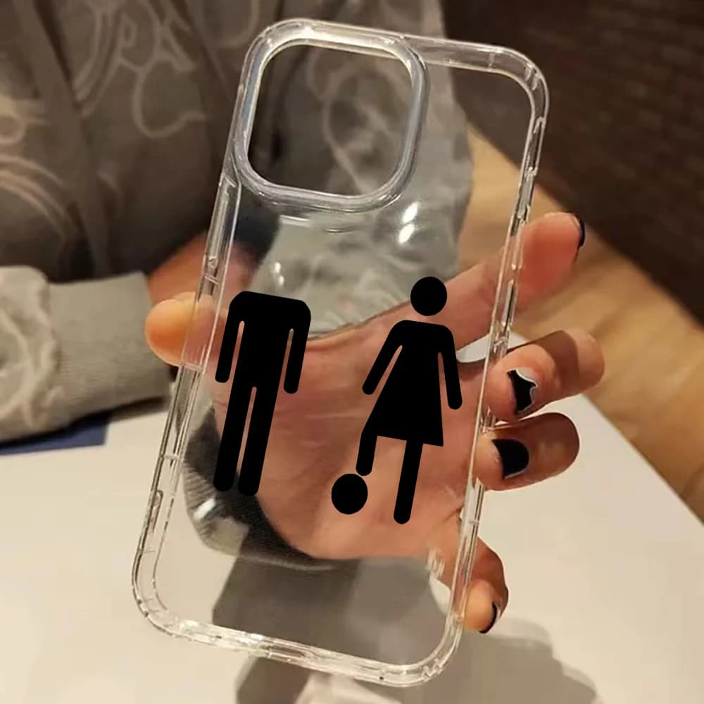 Black Humorous Stick Figure Pattern Clear Phone Case For iPhone 17 Air 16 15 14 13 12 11 Pro Max XS X XR 15 Plus Silicone Cover
