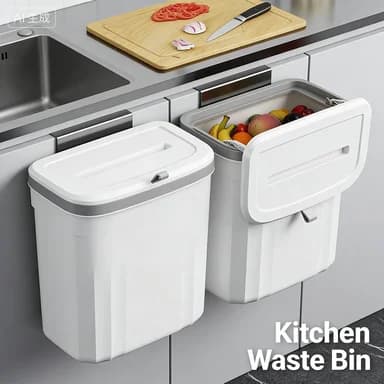 Kitchen Wall-Mounted Storage Trash Can, Hanging Kitchen Waste, Bathroom Covered Wall-Mounted Toilet, Garbage Bin, Wastebasket