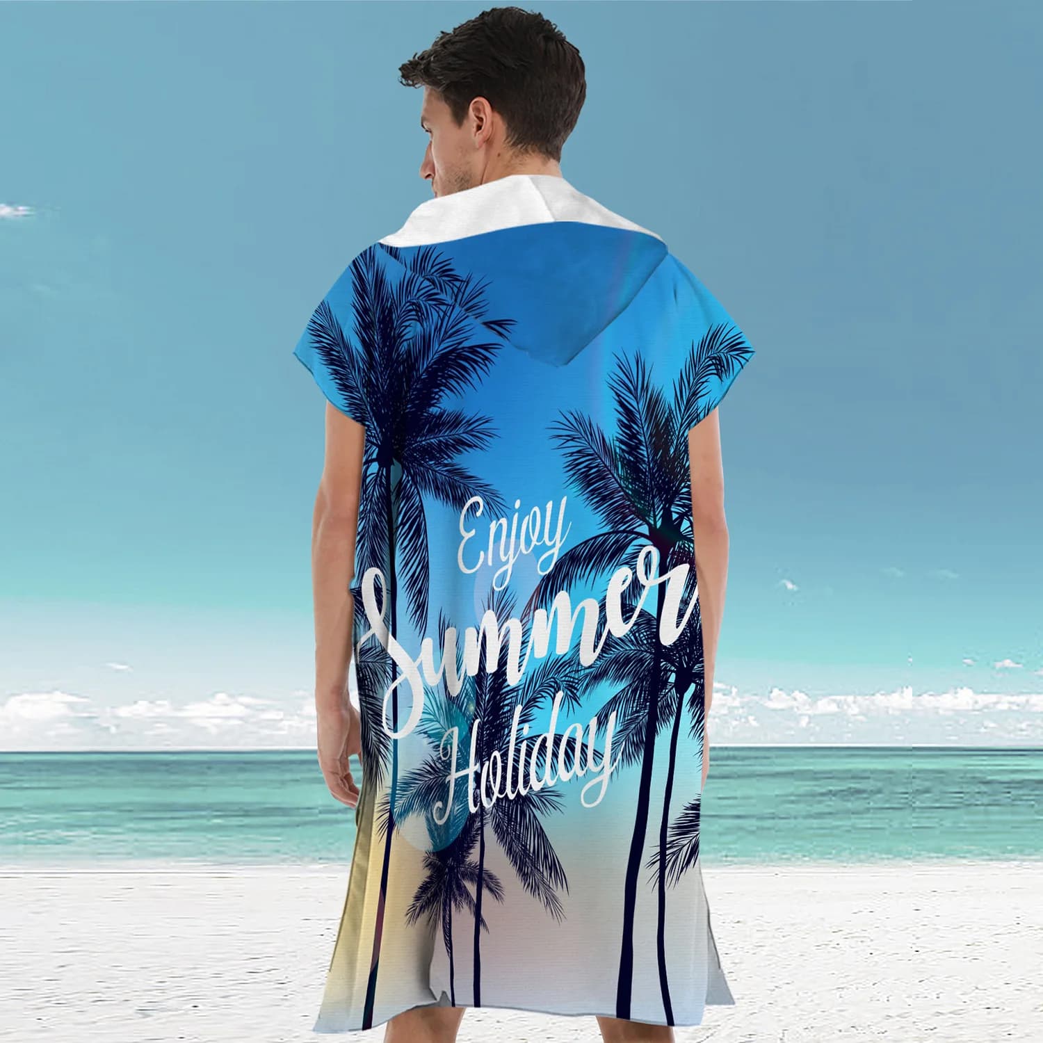 Poncho Asciugamano con Cappuccio per Adulti, Poncho da Bagno e Spiaggia, Asciugamano in Microfibra Assorbente ad Asciugatura Rapida per Uomo e Donna, Accappatoio da Nuoto
