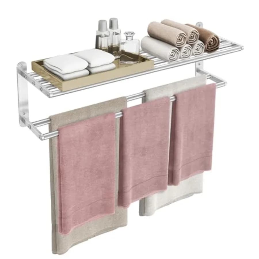 Portasciugamani da 32 Pollici per Bagno, Mensola Portasciugamani con Doppia Barra, Porta Asciugamani in Acciaio Inox da Parete per Lavabo