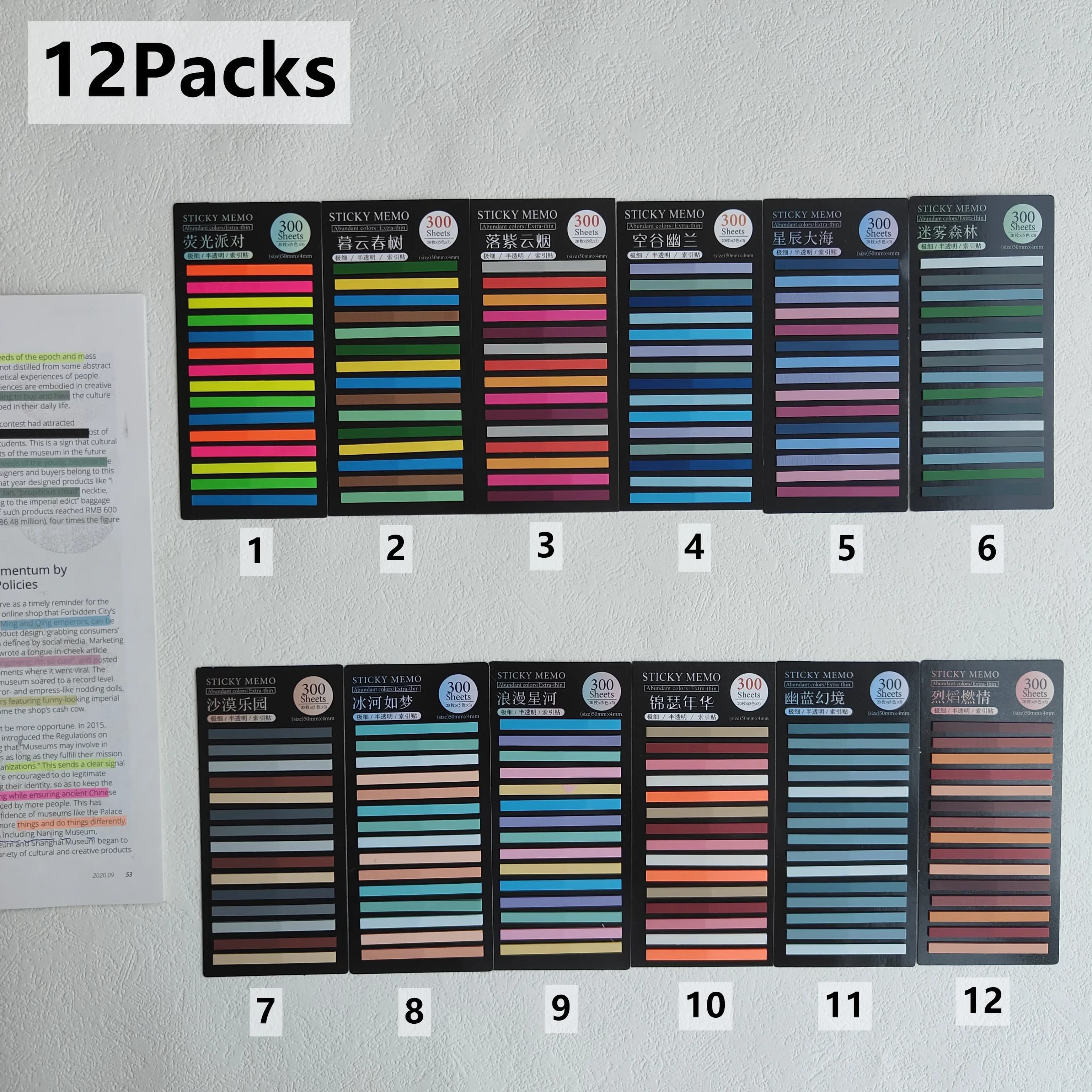 3600 fogli adesivi colorati trasparenti fluorescenti schede indice bandiere nota adesiva pagina segnalibro forniture per ufficio scolastico cancelleria