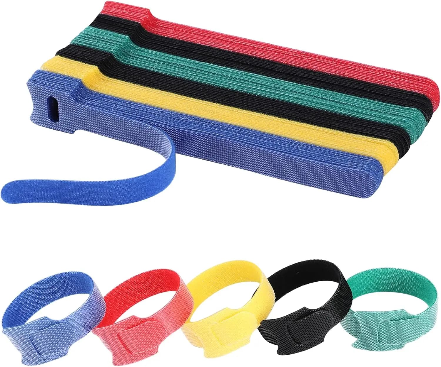 120 fascette fermacavi riutilizzabili da 6 pollici per l'organizzazione dei cavi con design a strappo, 5 colori