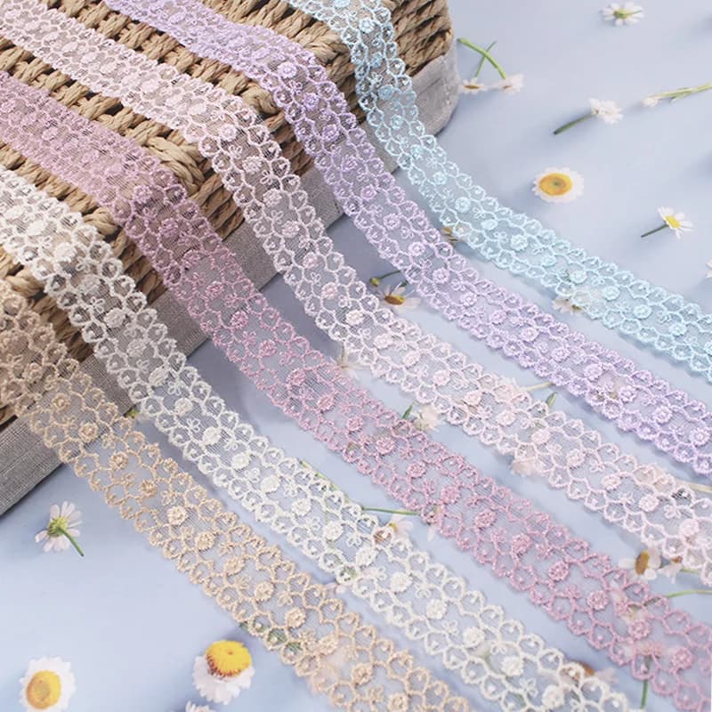 DIY Color Polyester Milk Silk Lace 1 Yard Flower Underwear Skirt Accessories 2.5cm Lace For Crafts Fabric Sewing Embroidery