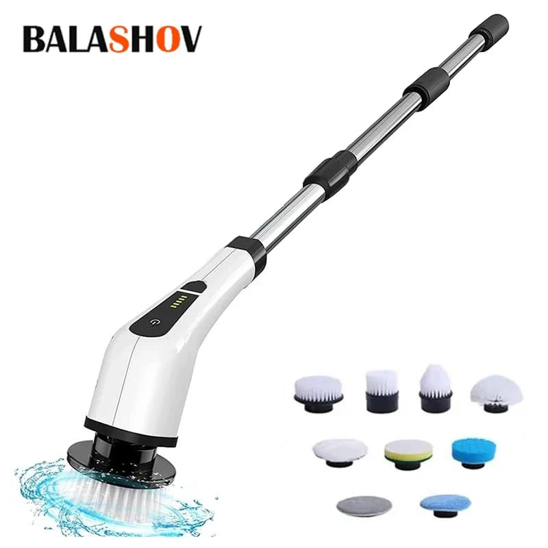 Spazzola per la pulizia elettrica multifunzionale 9-in-1 finestra del bagno cucina wc macchina per la pulizia rotante per uso domestico automobilistico