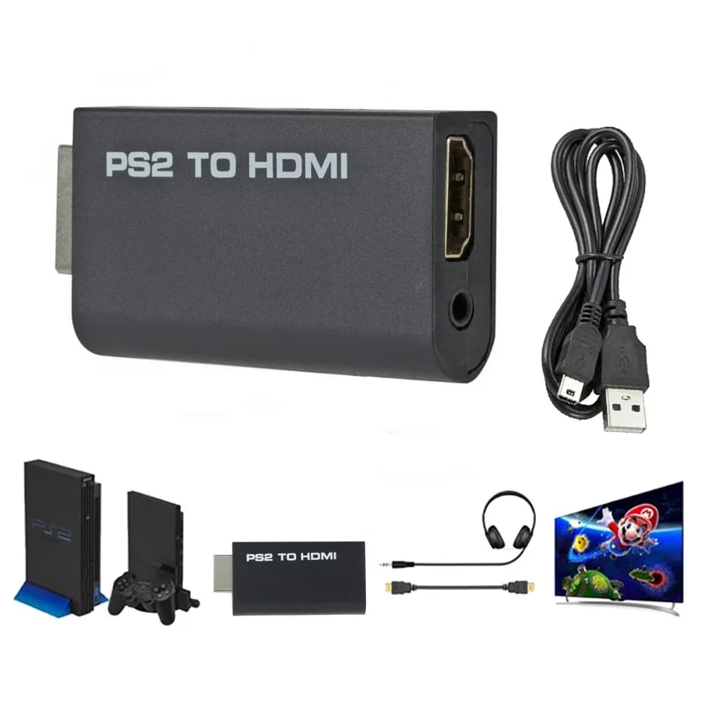 PS2 to HDMI compatible audio and video converter with 3.5 mm audio cable Support PC All display modes Ps2 480i 480p 576i