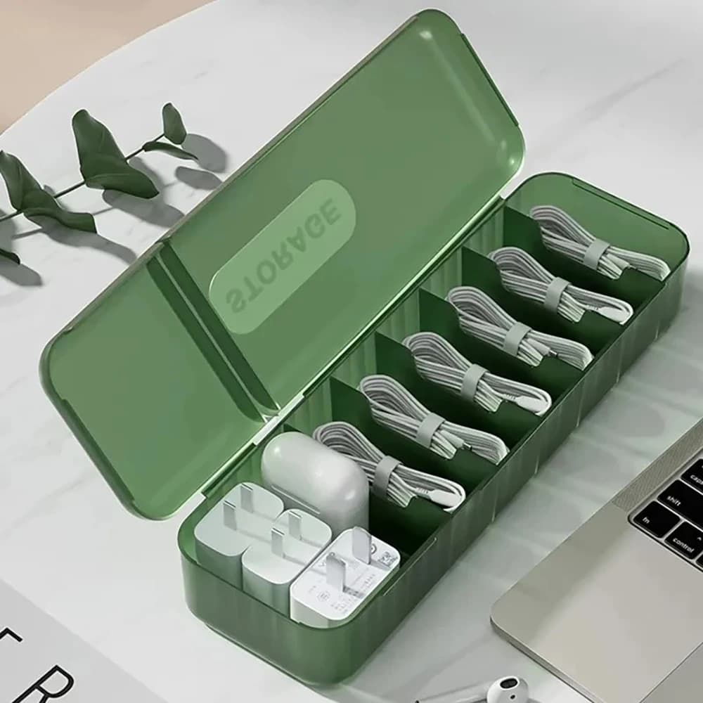 Con 7 scomparti organizer scatola di immagazzinaggio cavo caricatore custodia per cavo dati scatola di immagazzinaggio cavo riutilizzabile per viaggi a casa nuovo