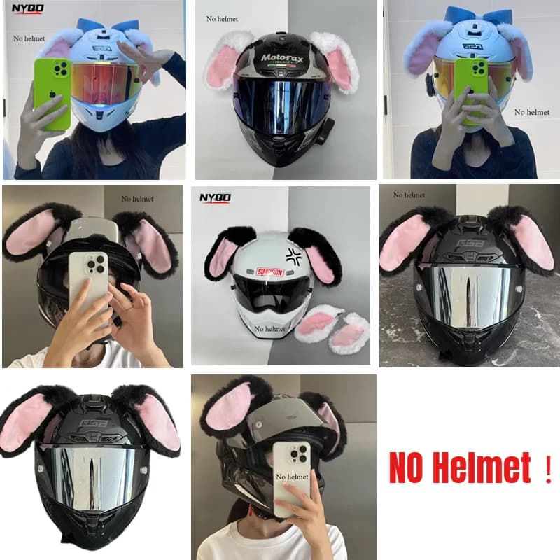 Cute Folding Ear Bunny Cat Ears Ski Helm Accessory Quick Release Motorcycle Helmet Decoration Accessories