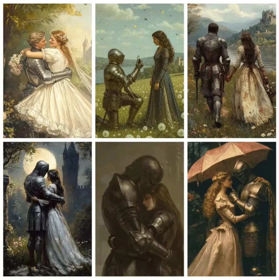 Princess and Knight Design Oil Painting By Numbers DIY Kit for Family Friends Party Home Wall Decor Birthday Gift Canvas Art