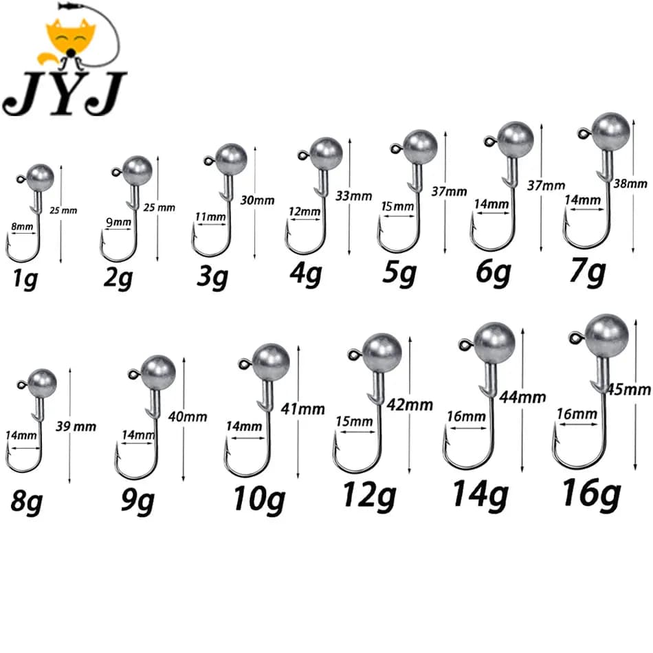 JYJ 1g 2g 3g 4g 5g 7g 8g 10g 14g 20g 28g jig head hook for fishing gear, rig soft worm hook tampering handle bait hook