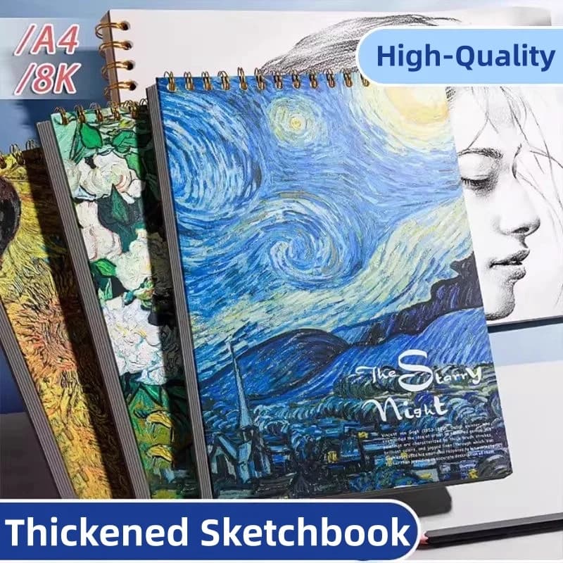24k/A4/8k Thick Sketchbook Blank Sketch Paper Book Spiral Bound Sketch Pad Artistic Drawing Painting Writing Paper Notebook