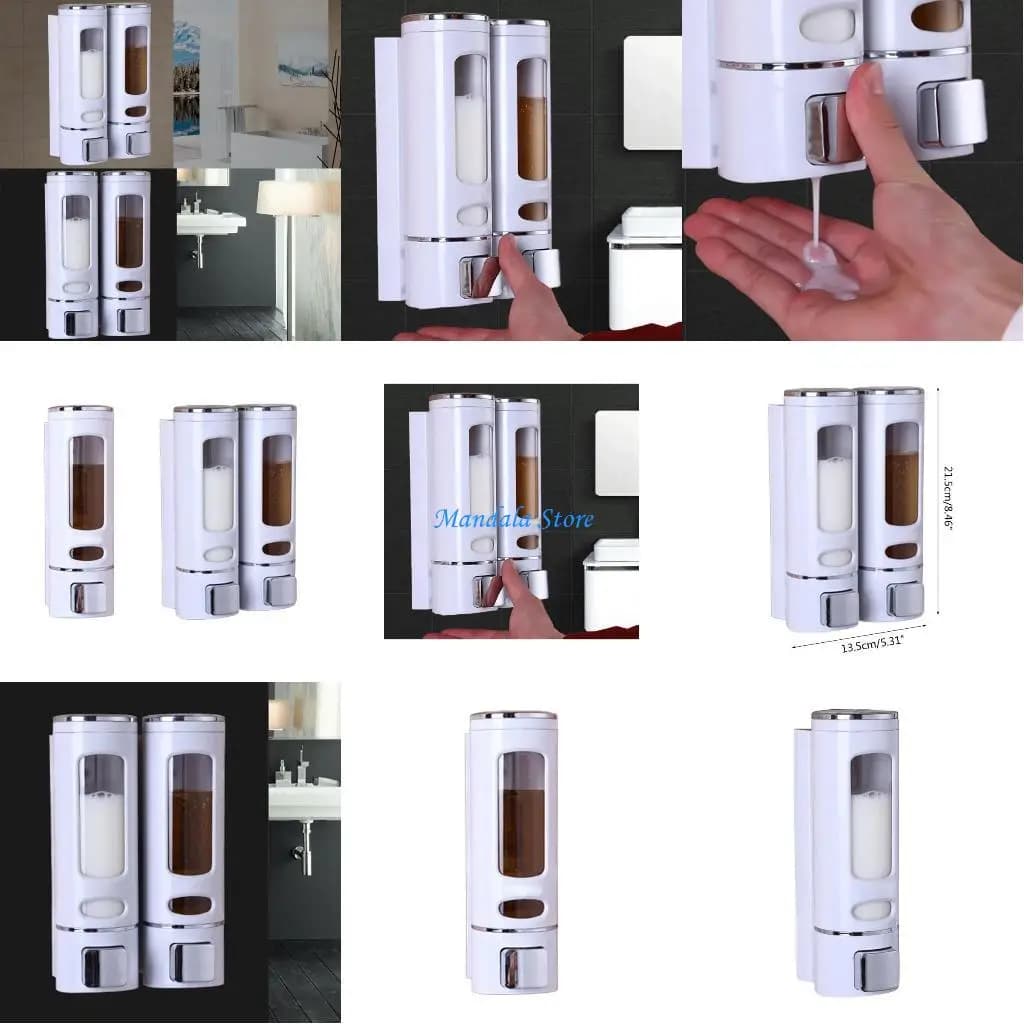 U2JC Dispenser sapone singolo doppio da parete per cucina, bagno, bottiglia, pompa in plastica