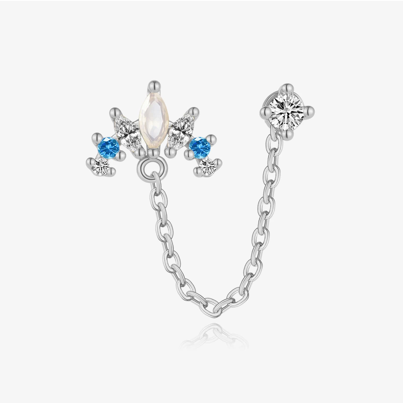 VEWANT 925 Sterling Silver MarquIse Opal Blue Zircon Round CZ Chain Stud Drop Earring Women Luxury Fine Wedding Jewelry Gift
