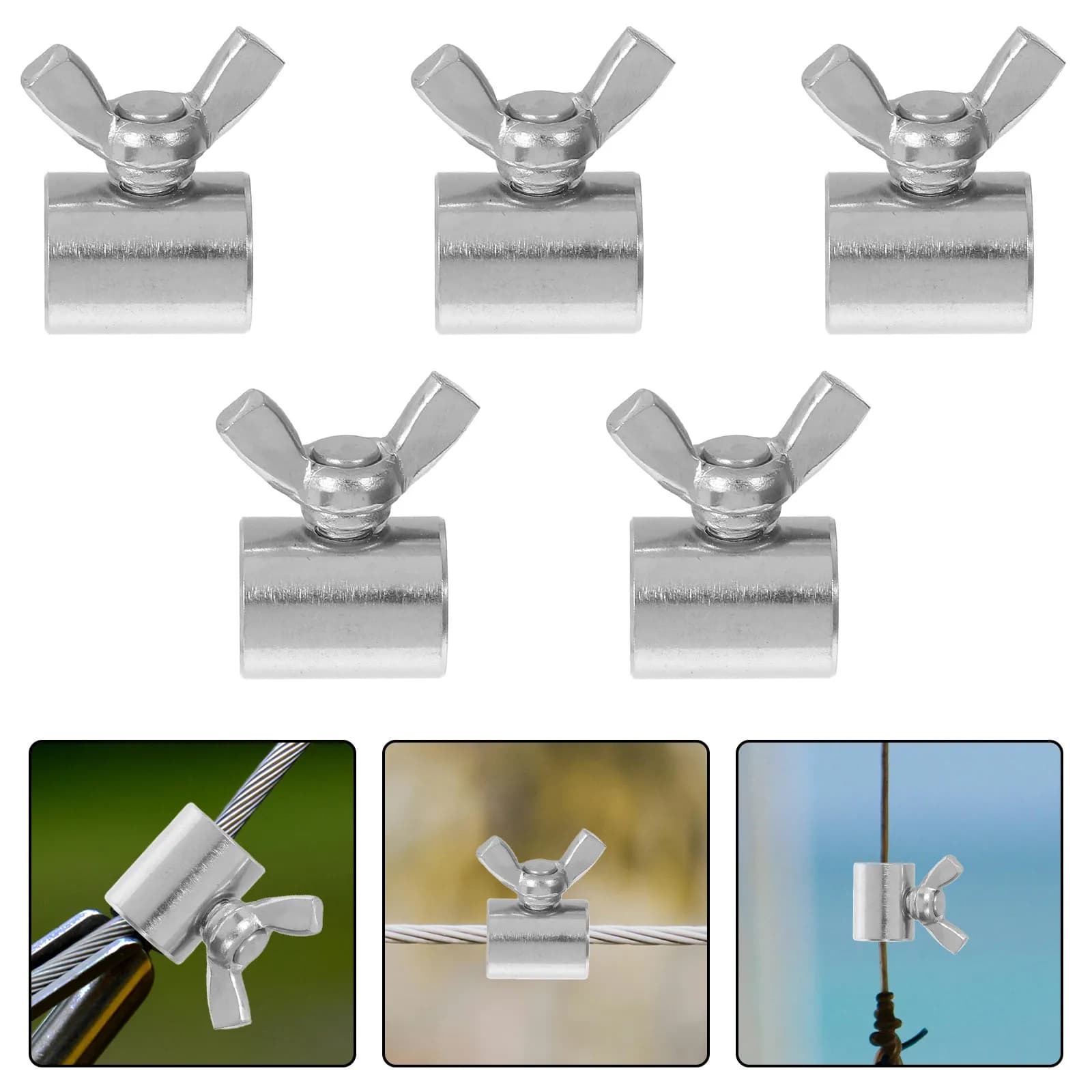 10Pcs Stainless Steel Wire Rope Clamps Heavy Duty Anti-Slip Cable Clamp with Hand-Tightening Mechanism for Marine Construction