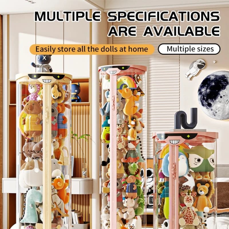 Cartoon Doll Storage Box Plush Toy Organization DIY Zipper Bins Toys Storage Transparent Tube Kid Gift Children's Toy Organizer