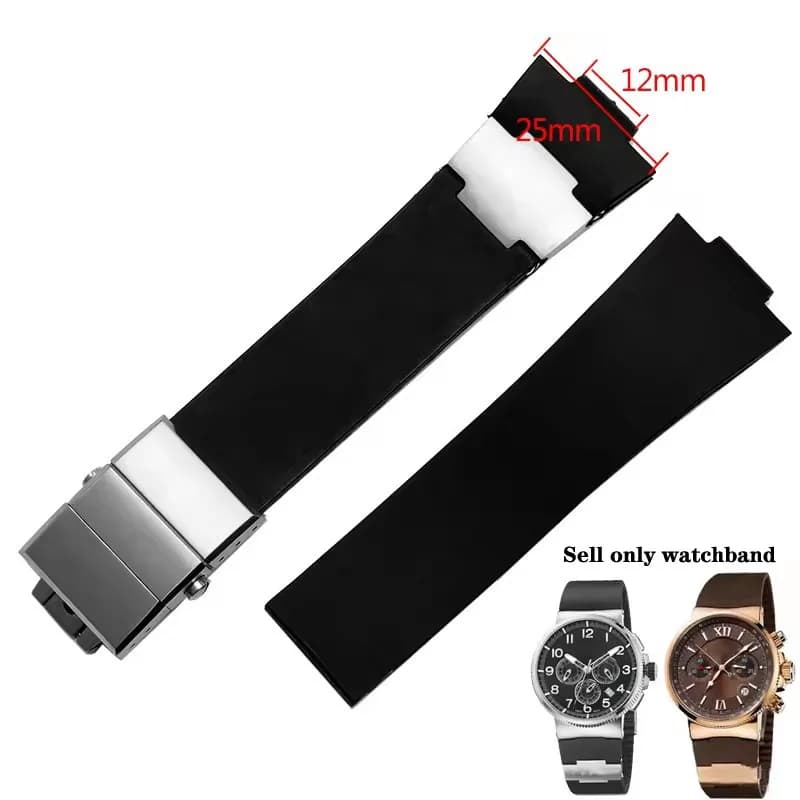 Silicone Watch Band for Athens Observation Navigation 1183 Men's Women's Waterproof For Ulysse Nardin Rubber Watch Strap 25mm
