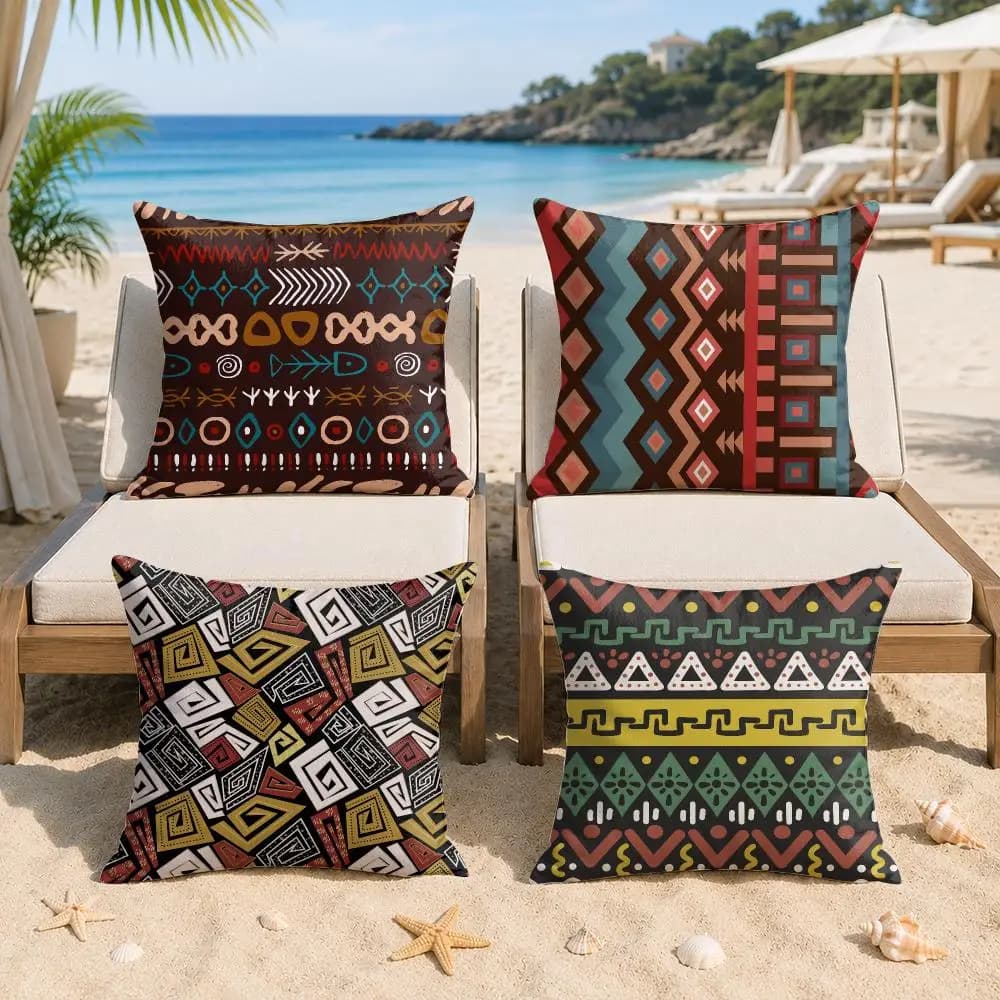 African Tribal Ethnic Pattern Cushion Cover Silky Short Plush Invisible Zipper Dustproof Sofa Pillow Case For Home Decor