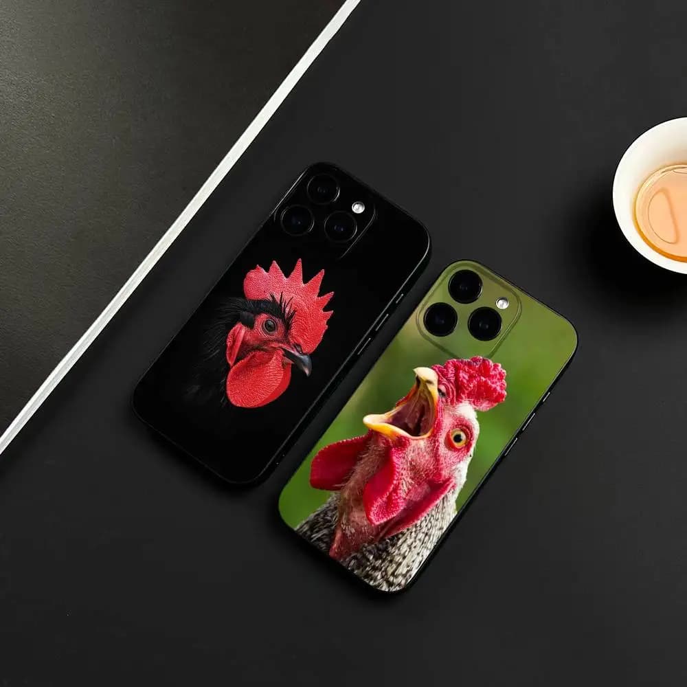 Cock Rooster Chicken Phone Case For iPhone 17 16 15 14 13 12 Pro ProMax Plus Shockproof Soft Protective Cover Full