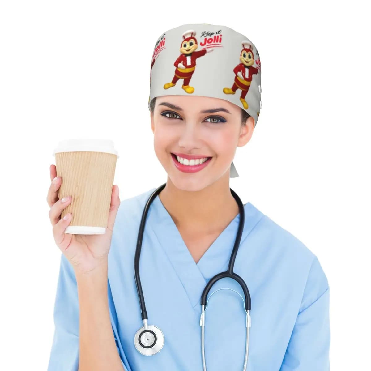 Jollibee Scrub Hat Doctor Working Surgical Cap Unisex Adjustable Nursing Caps for Dentist
