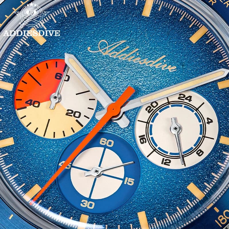 ADDIESDIVE Personalized Men's Watch K1 Dome Glass Tachymeter Sports Quartz Chronograph Luminous 100m Waterproof Watches 2026 New