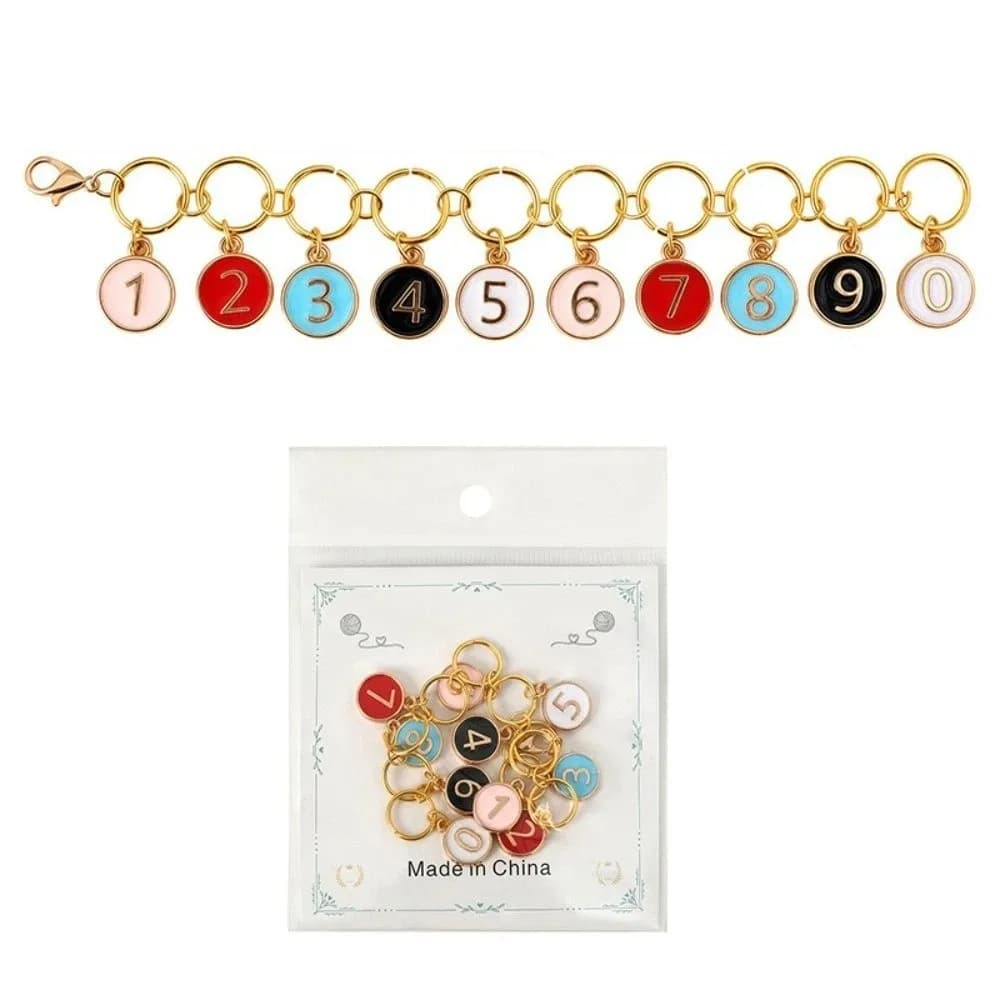 10Pcs/Pack Small Sweater Counter Mark Anti-Unlock Buckle DIY Crochet Locking Stitch Markers Gourd Shape Enamel Charm