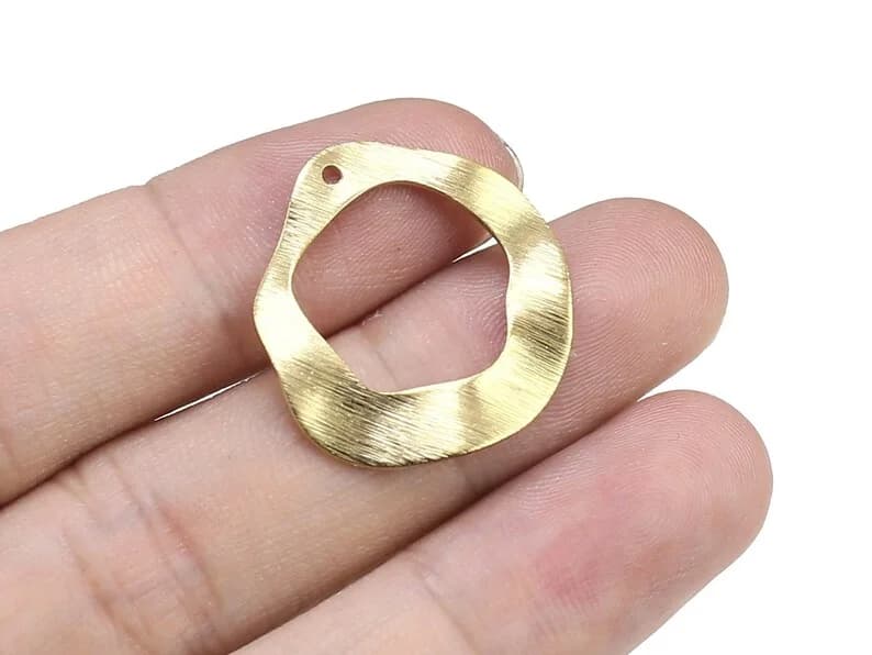 20 Pezzi Ciondoli per Orecchini Testurizzati, Componenti in Ottone Ondulati Irregolari, 24.8x23x0.8mm, Ciondolo per Collana, Creazione Gioielli -R2278