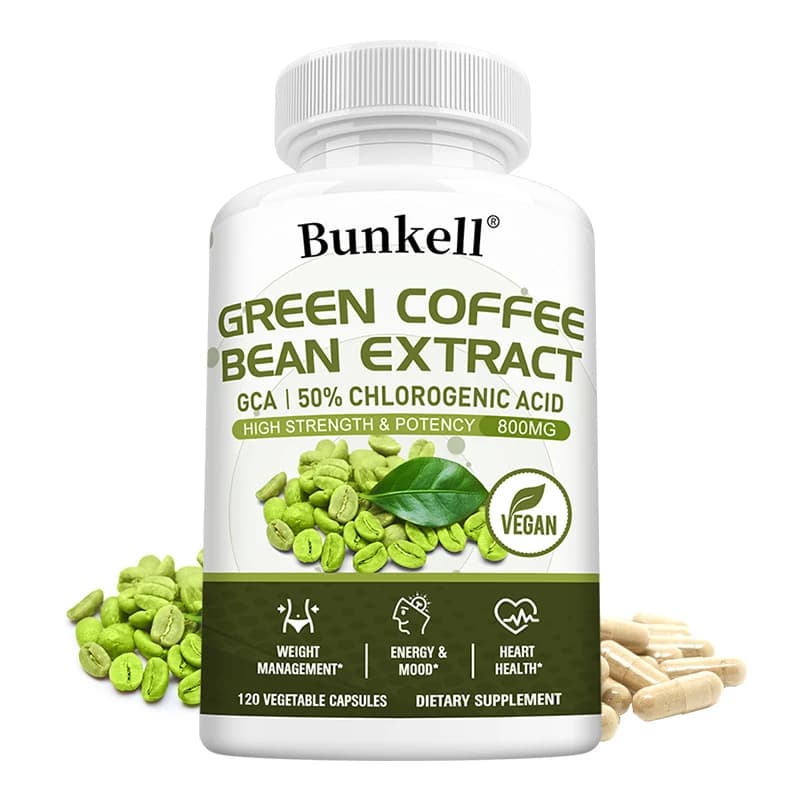 Capsule di estratto naturale di chicchi di caffè verde - 800 mg, supportano cardiovascolare, salute dell'umore, gestione del peso, antiossidante