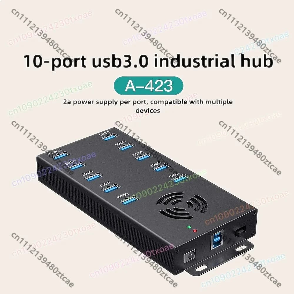 Hub USB 3.0 Industriale a 10 Porte 400C Stabile per Ricarica Multi-Dispositivo e Trasferimento Dati
