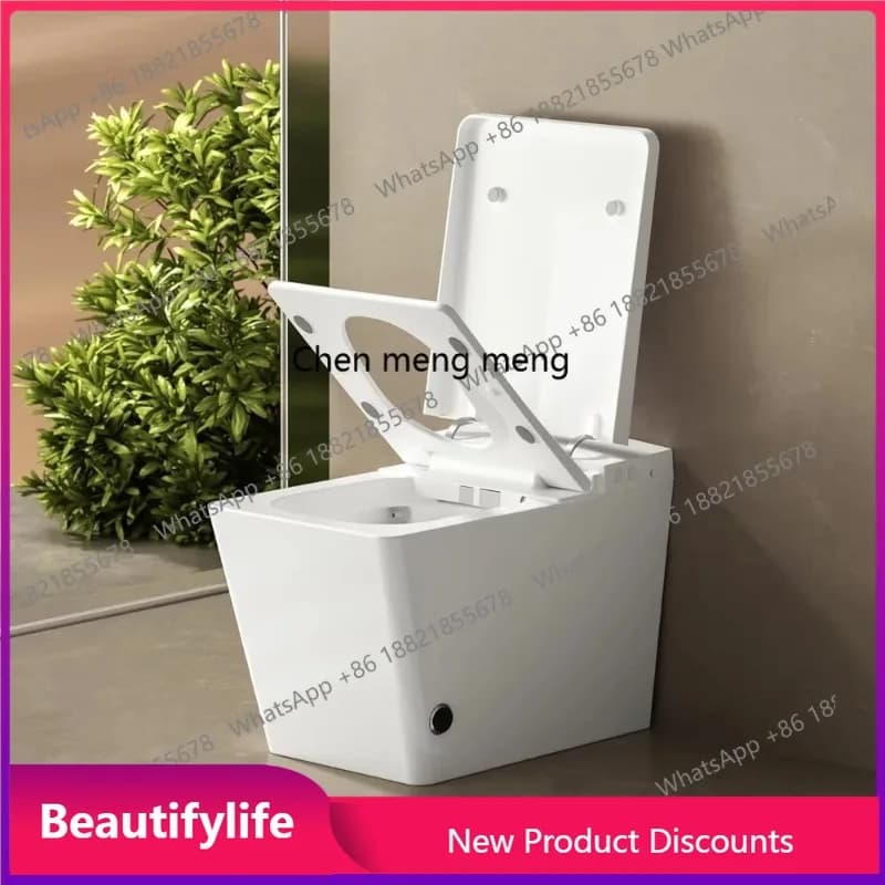 Toilette intelligente quadrata A17 con serbatoio incorporato, quadrata con scarico automatico, bidet riscaldato e asciugatura, luce notturna comoda per S