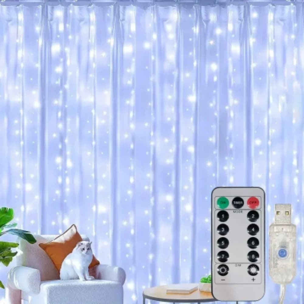 3M 6M LED Curtain String Light USB Powered 8 Modes with Remote Wedding Bedroom Christmas Decorations EID Mubarak Valentine's Day