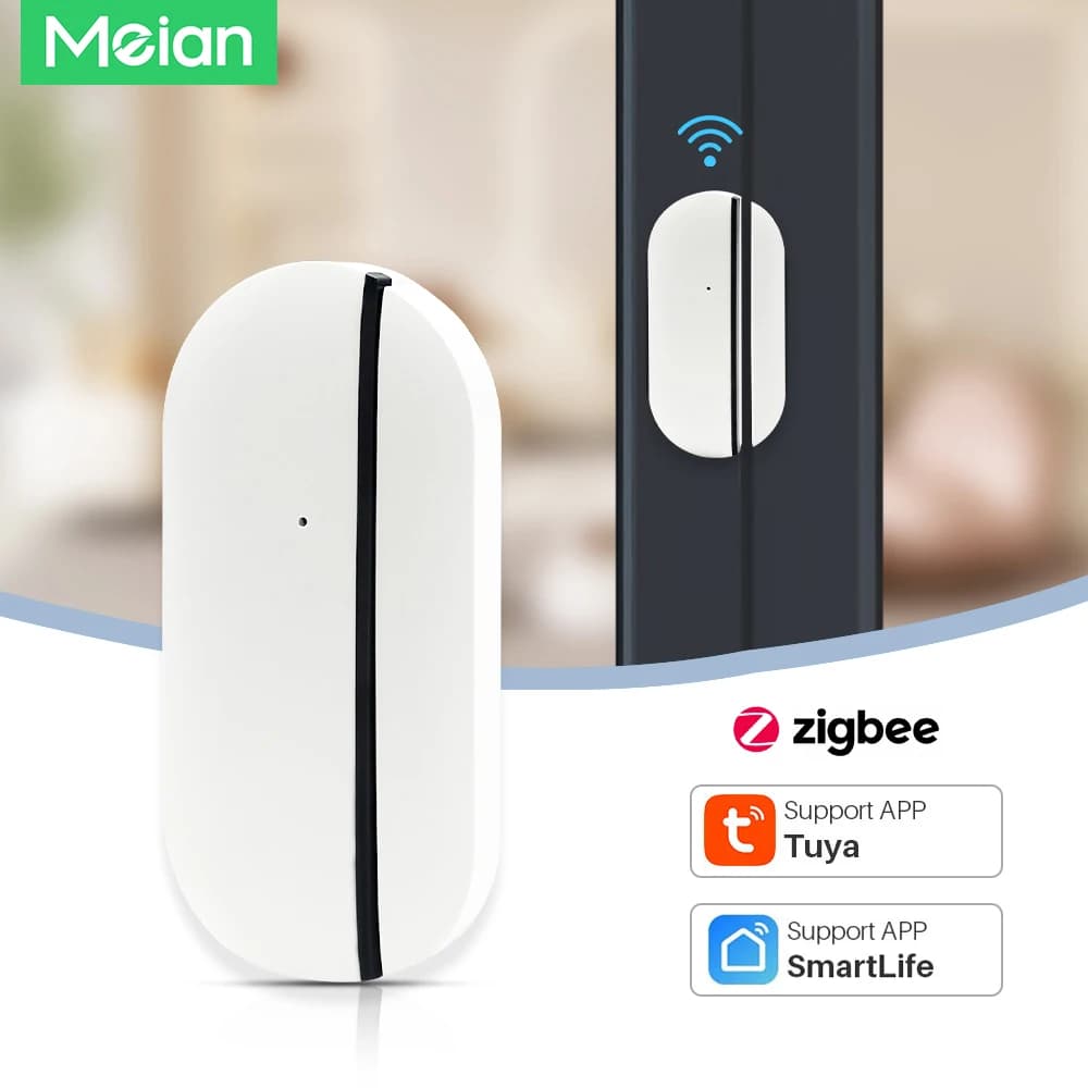 Sensore per Porte e Finestre Meian Zigbee, Rilevatore di Apertura/Chiusura Tuya Wifi, Automazione Domestica Intelligente, Sensore Magnetico Wireless per Porte