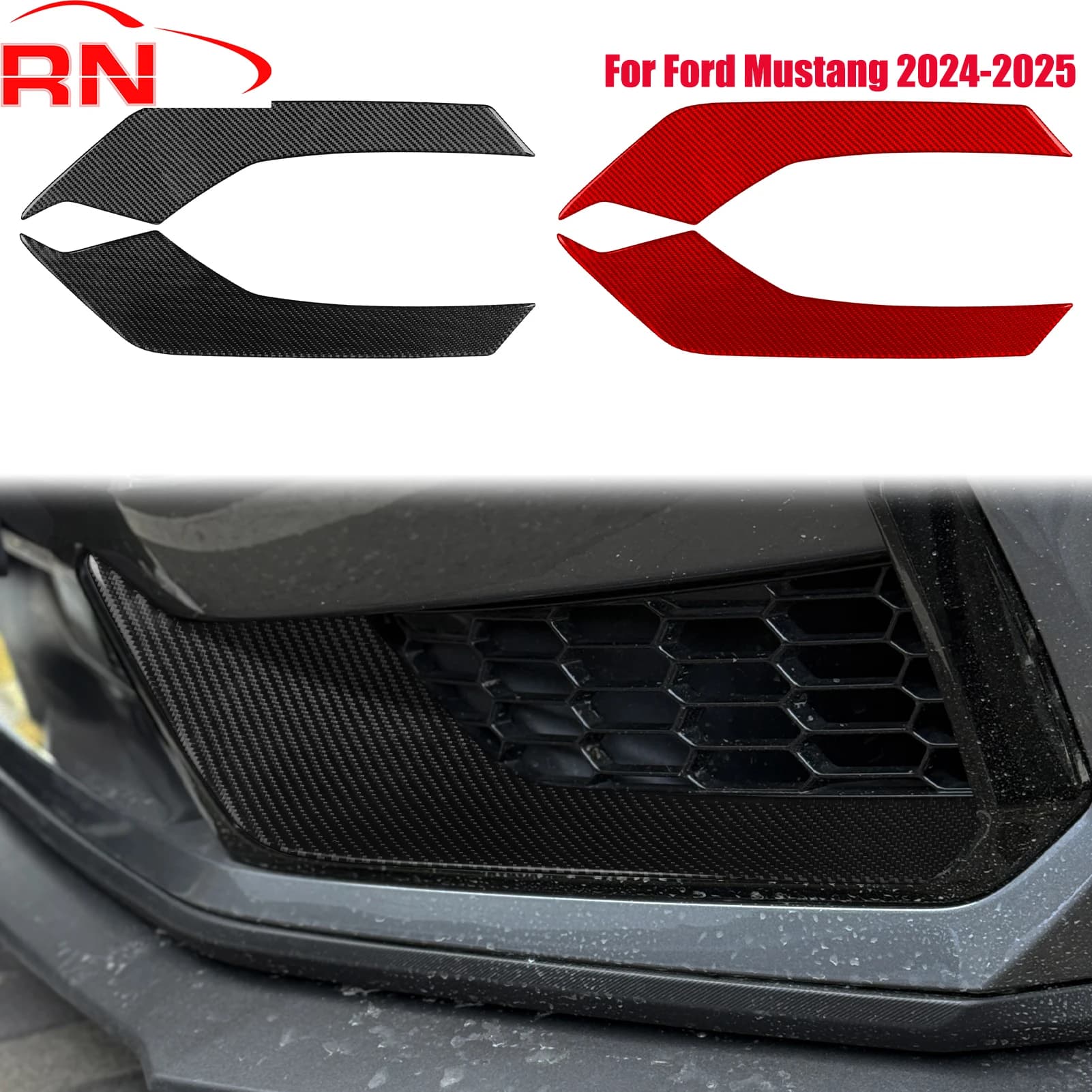 Per Ford Mustang 2024-2025 Modificato In Fibra di Carbonio Auto Pannello di Aspirazione D'aria Anteriore Accessori Pianoforte Nero Adesivo Interno