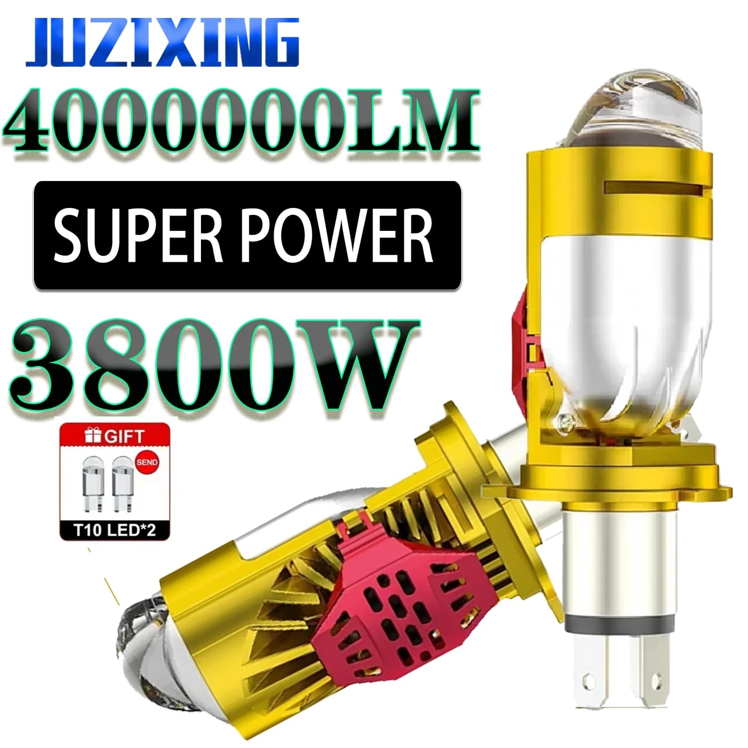 JUZIXING 3800W Bi LED H4 Mini Lente Del Proiettore No Errori Proiettore Auto Luce Super 12V Plug & play 6500K per LED Faro Fendinebbia