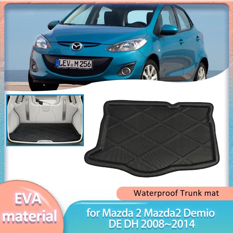 Tappetino per bagagliaio per auto per Mazda 2 Mazda2 Demio DE DH 2008 ~ 2014 2009 2010 2011 2012 2013 Boot Liner Cargo Floor Bagagli Tappeto Copertura impermeabile Parte Accessori