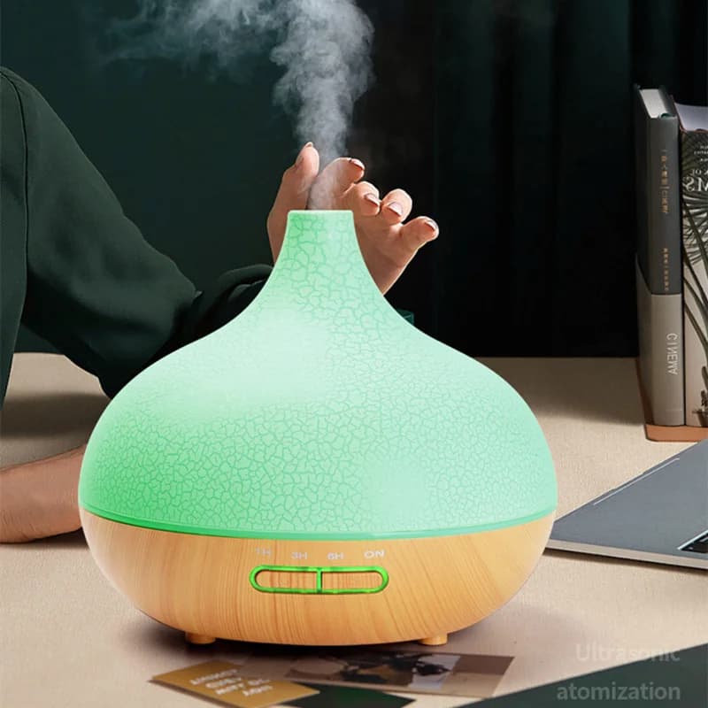 Umidificatore d'aria con diffusore di aromi da 550ML umidificatore per aromaterapia ad ultrasuoni con venature del legno per la camera da letto dell'ufficio domestico