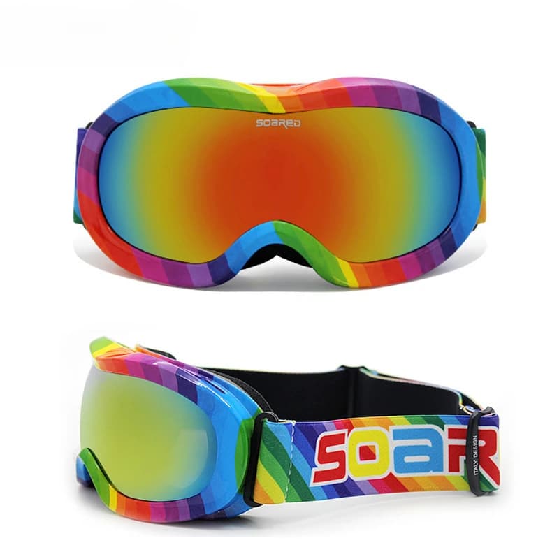 Occhiali da sci lenti polarizzate a doppio strato sci occhiali da Snowboard antiappannamento occhiali da sci custodia per occhiali per bambini 3-7 anni